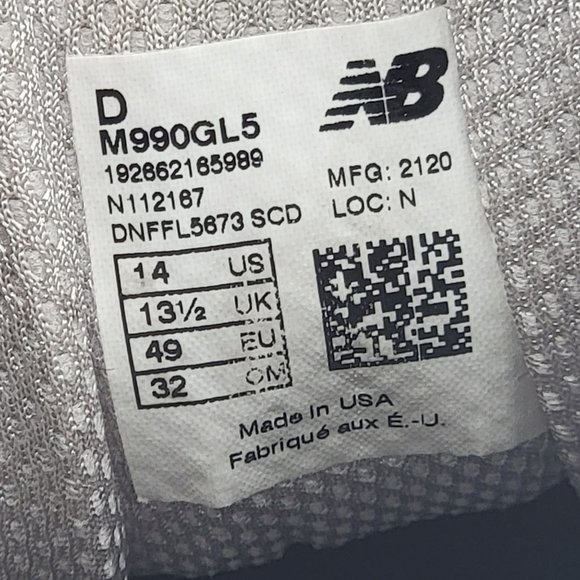 New Balance 990v5 Made In USA Grey Mens Size 14 Running Shoes - M990GL5 - Picture 9 of 12